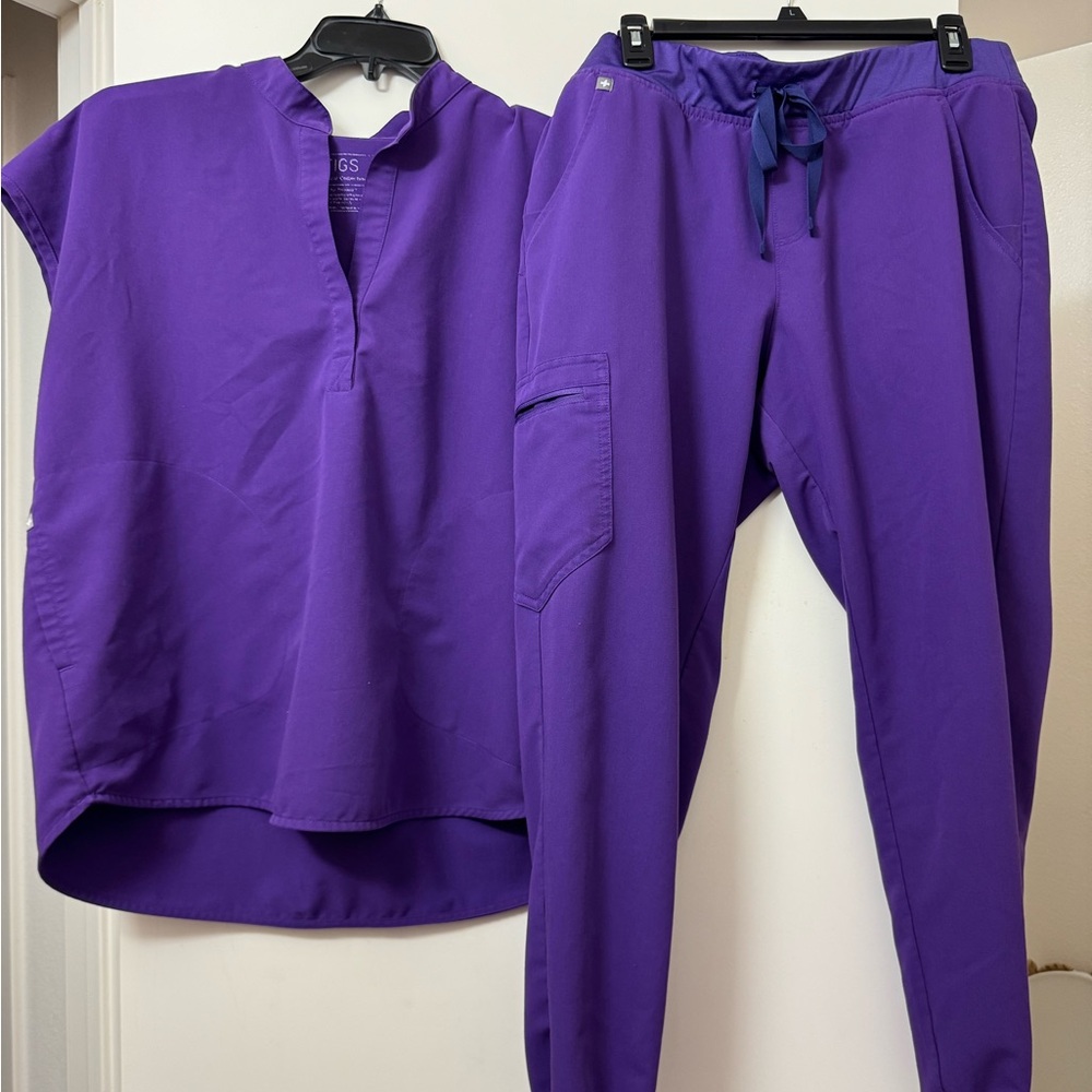 FIGS Zamora Jogger Scrub Pants & Rafael Top Set – Size XL Vibrant Purple